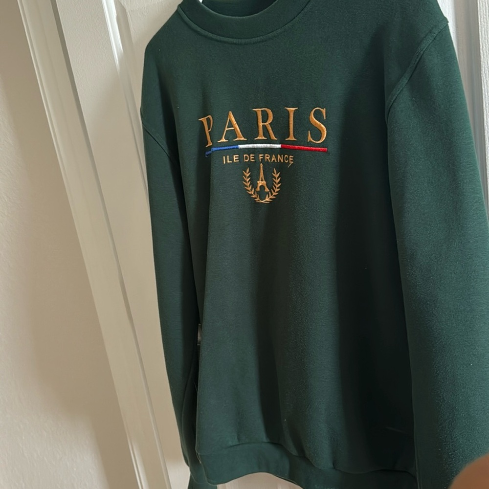 dark green paris crewneck